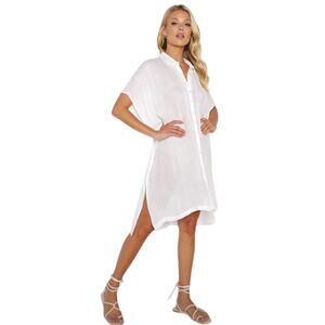 L Space Anita Women’s Swimsuit Cover Up White SZ XS Sheer EUC